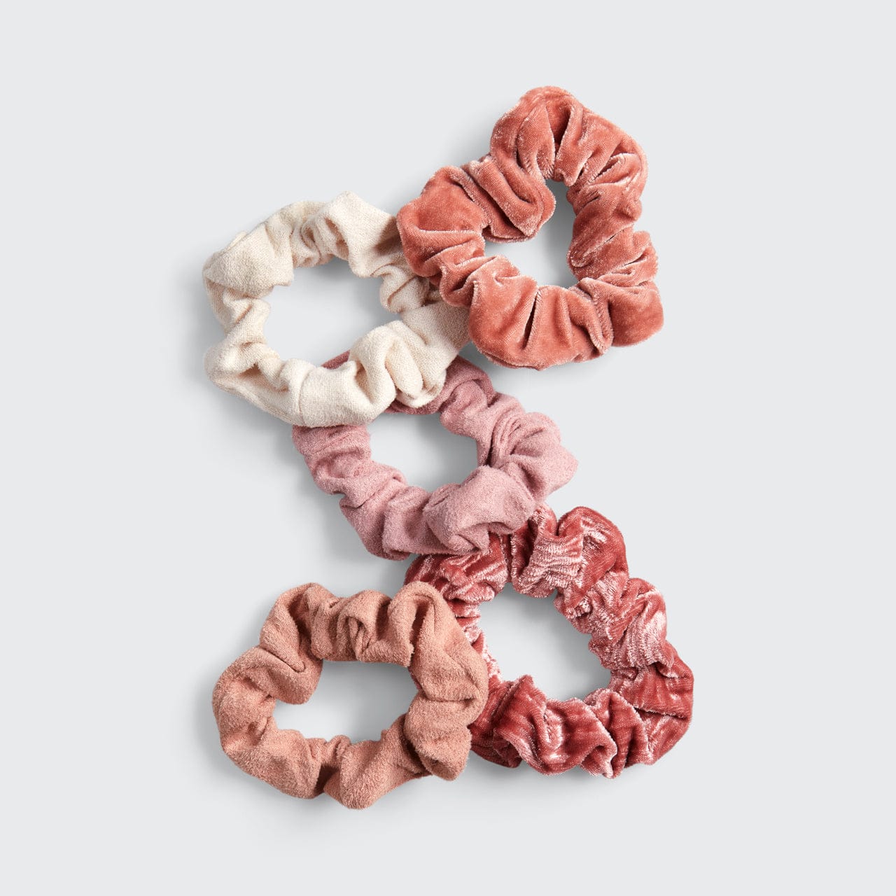 Blush & Mauve Velvet Scrunchies 5pc Set - Image 4