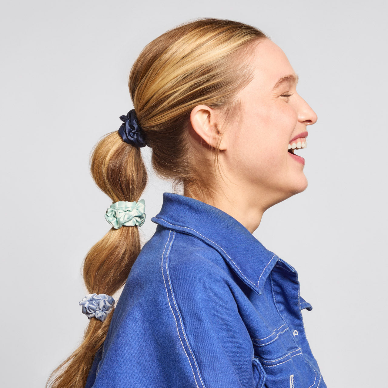 Alternative view of Garden Bouquet Ruched Satin Scrunchies 5pc Set