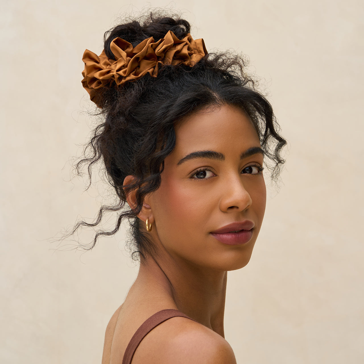 Alternative view of Camel Ruffle Scrunchie