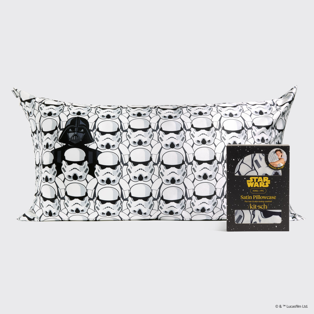 Star Wars & Kitsch Satin Pillowcase in Darth Vader & Stormtroopers - King