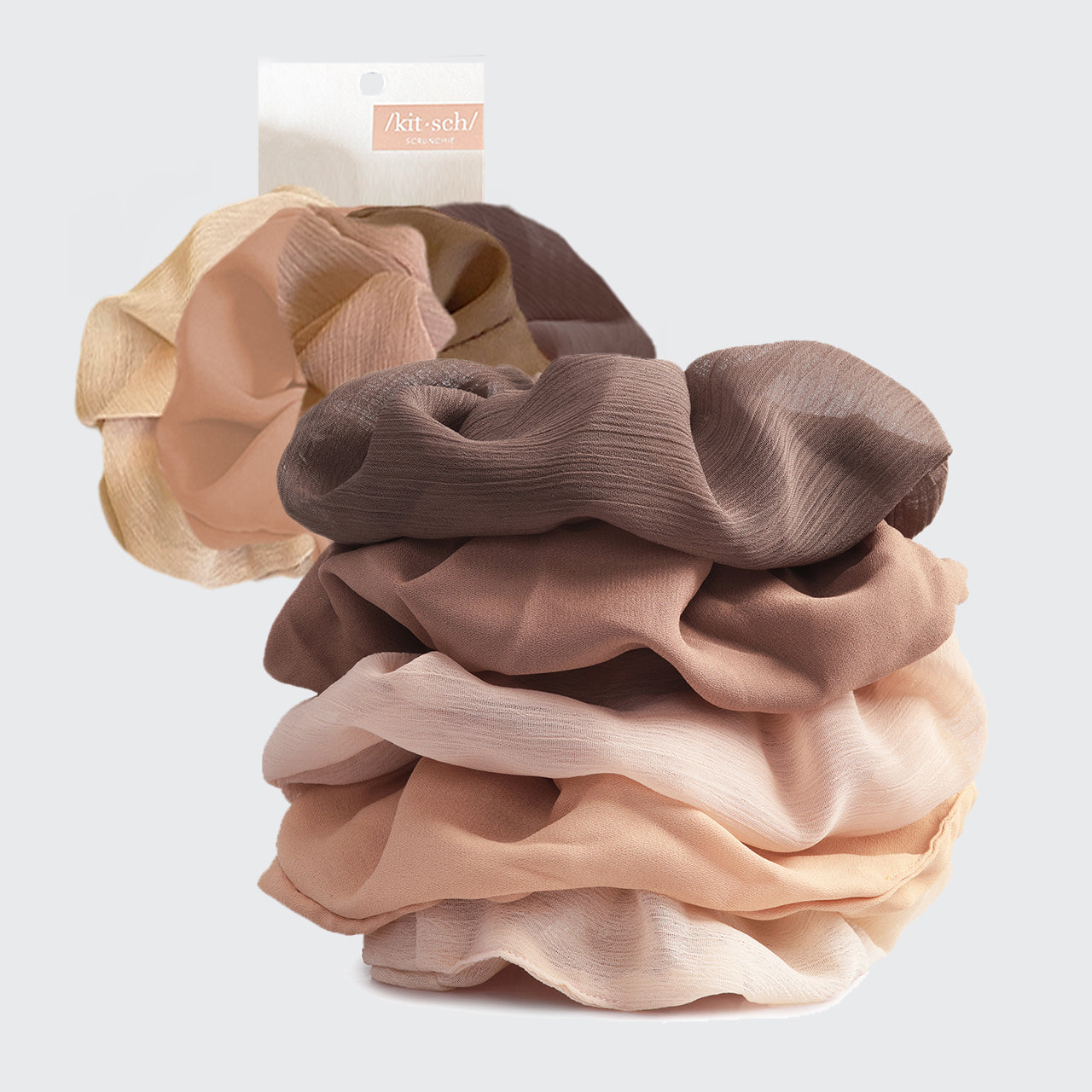 Crepe Scrunchies 5pc- Terra Cotta