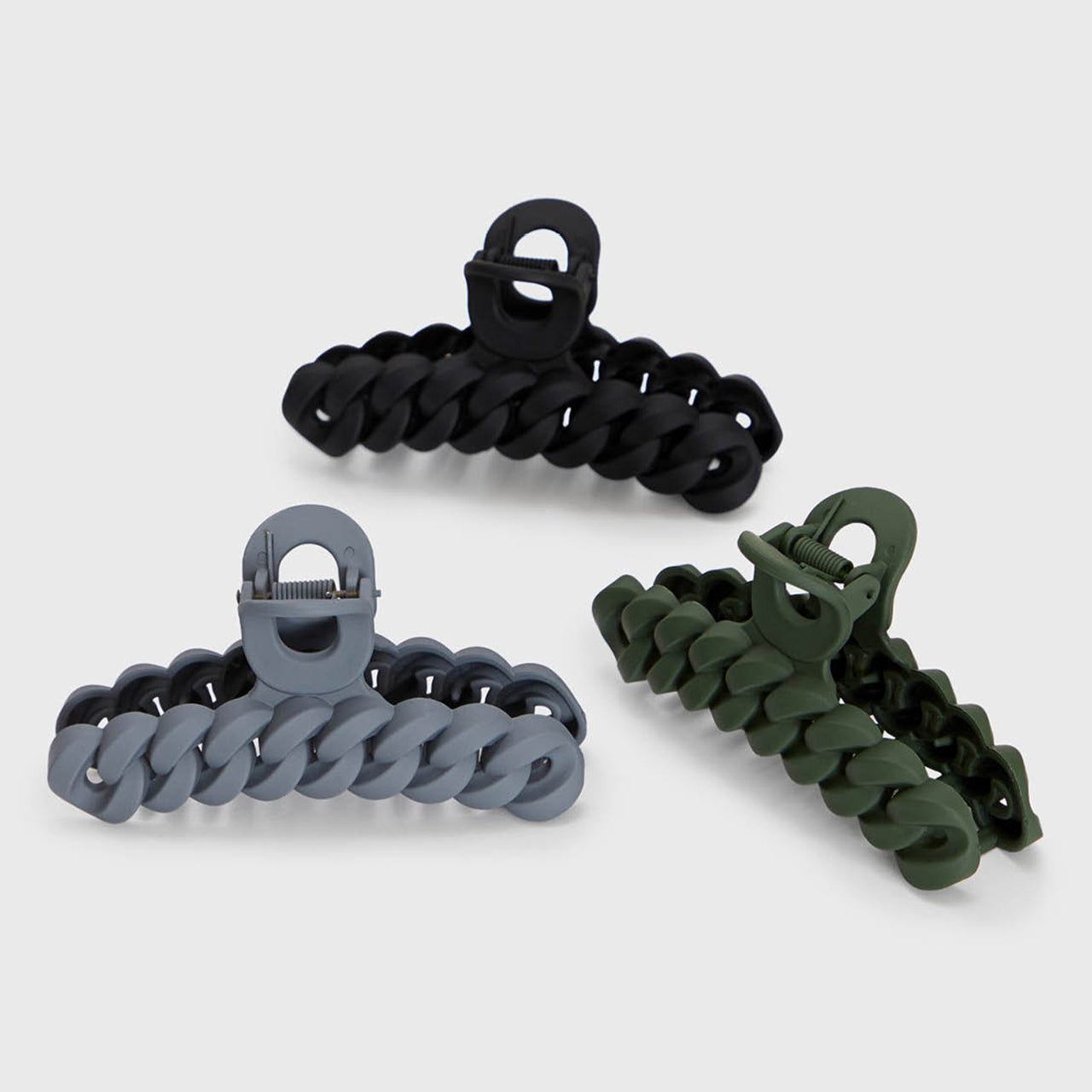 Alternative view of Black & Moss Chain Claw Clips 3pc Set