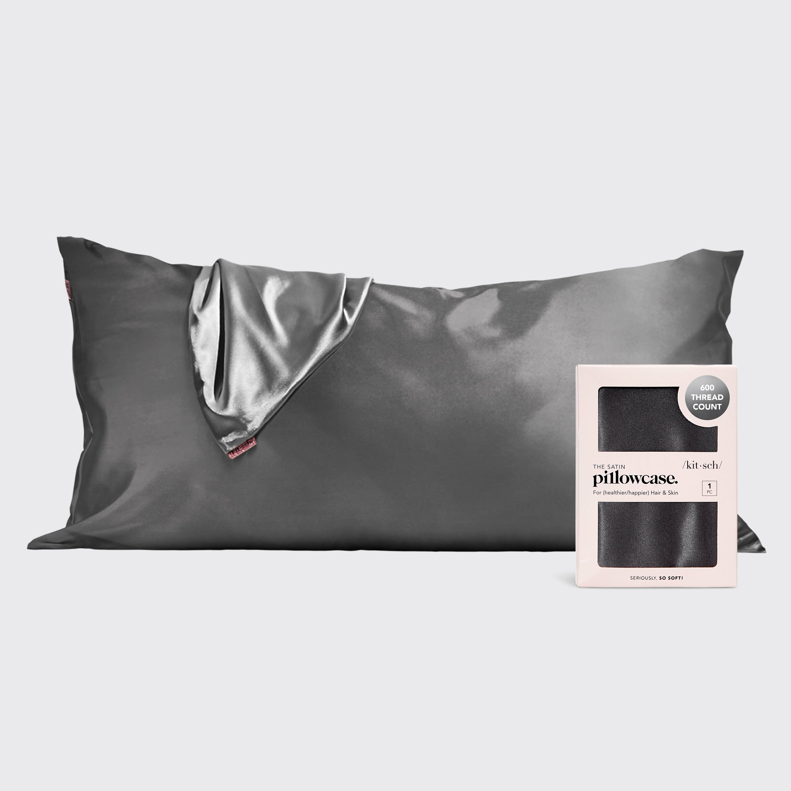 Satin Pillowcase in Charcoal 2 Pack - King Bundle